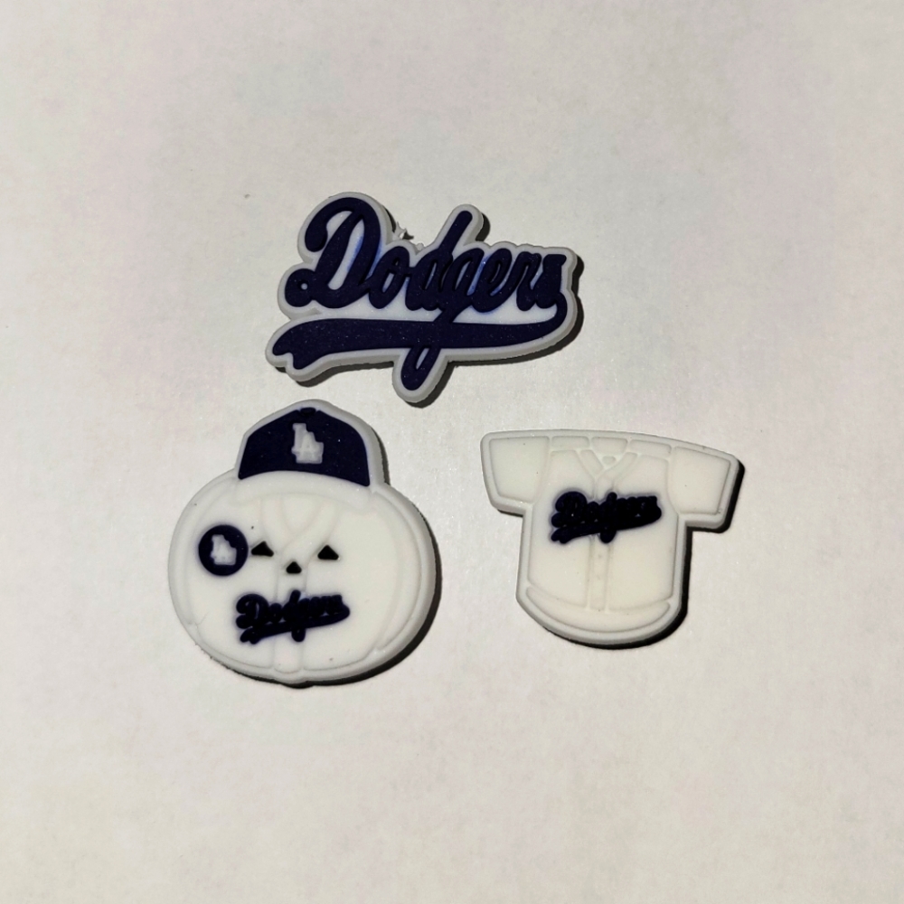 3 Assorted Los Angeles Dodgers Jibbitz Shoe Charms